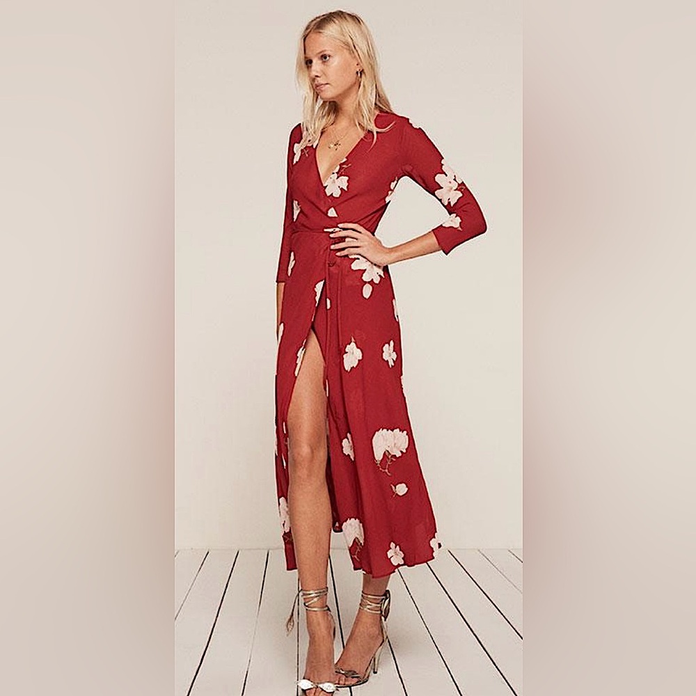 Reformation Tessa Dress in Red Floral - Size L - never worn!